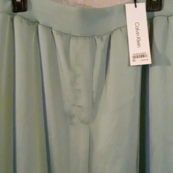 Calvin Klein Soft Green Wide Leg Trousers - Picture 3 of 5